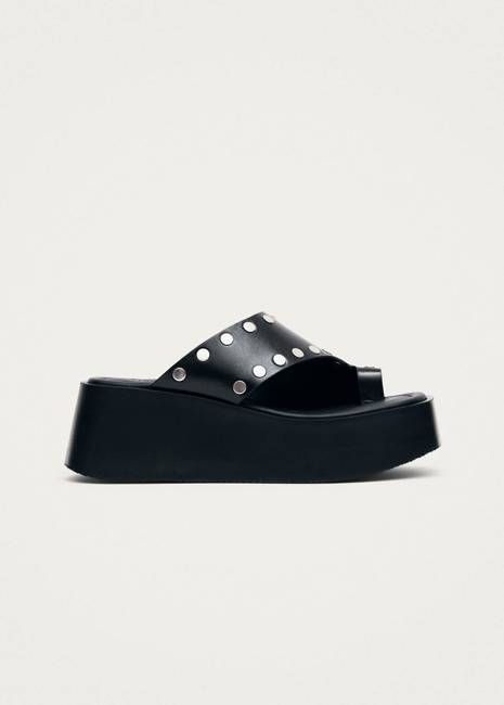 Nova Studs Black Leather Sandals