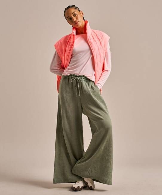 Breathable Cotton Gauze Wide Leg Yoga Pants