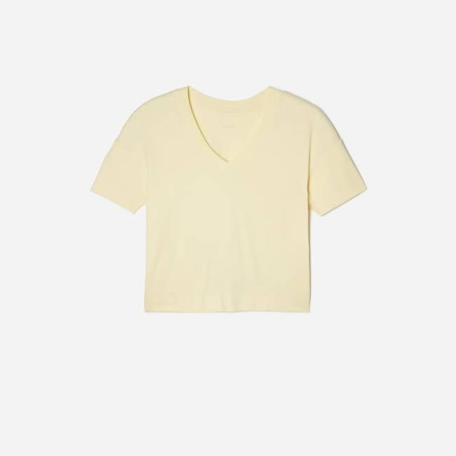 The Organic Cotton Slouchy V-Neck | Pastel Yellow