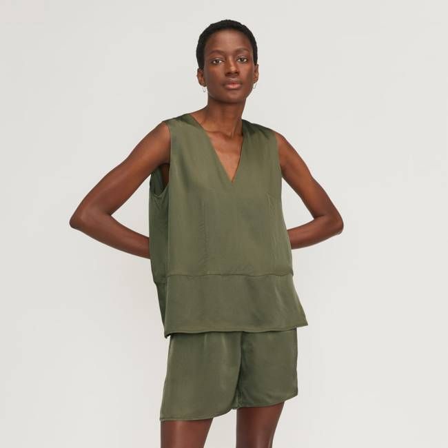 The Satin V-Neck Top | Kalamata