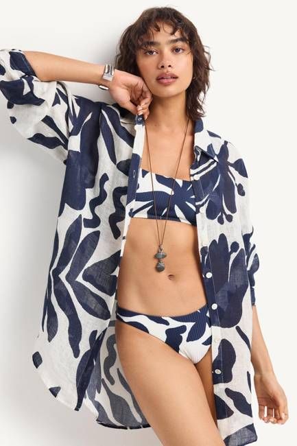 Playa Boyfriend Shirt - Night Flower EcoLinen
