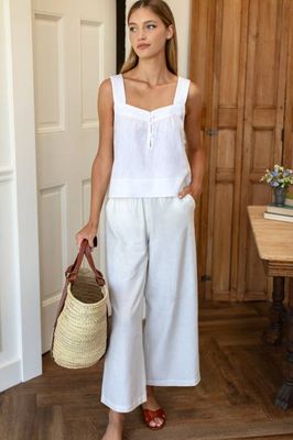 Pull On Pocket Pant - Ivory Linen