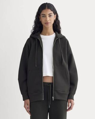 Luxe Fleece Oversized Full-Zip Hoodie | Black