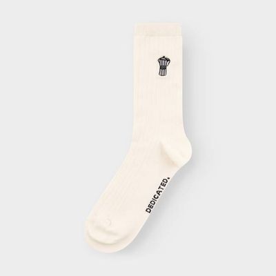 DEDICATED - Rib Socks Knivsta Mocca EMB Off White
