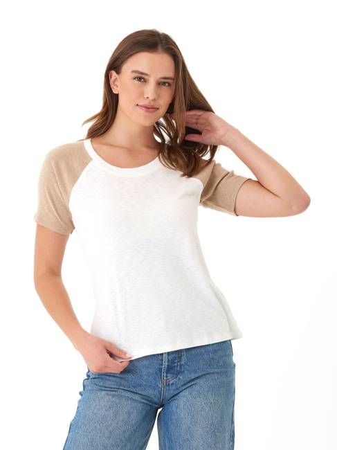 Lynsey Slub Jersey Colorblock Raglan Crew Tee