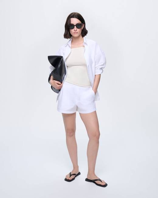 Womens Cotton Shorts—Off-White