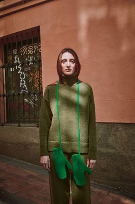 ELENA Wool Mittens - Parrot Green