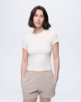 Womens Rib T-Shirt—Bone White