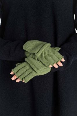 Fingerless Mittens – Merino Wool with Finger Cover