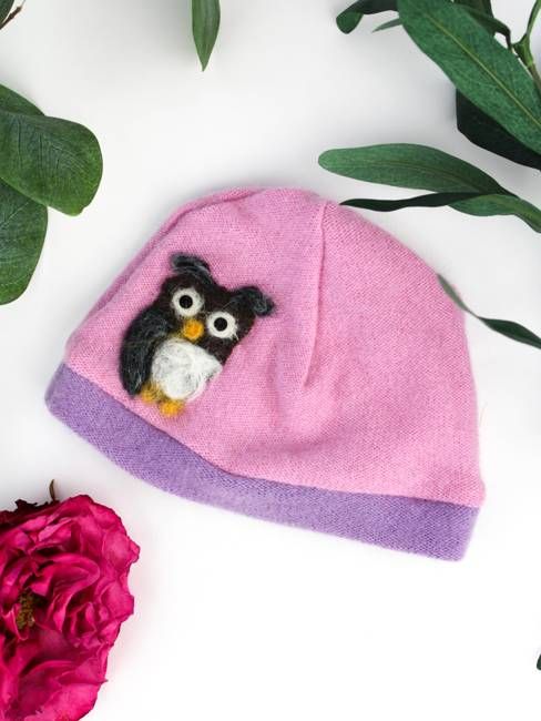Owl Cashmere Hat - Newborn