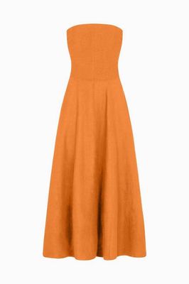 The Chiara Maxi Bandeau Dress in mango sorbet