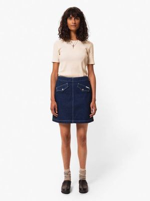 Elvy Western Denim Skirt Blue high waist A-line | Nudie Jeans
