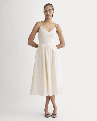 Midi Dress in Cotton Silk Voile | Bone