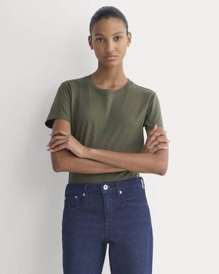 The Box-Cut Tee in Essential Cotton | Olive Night | No Pocket