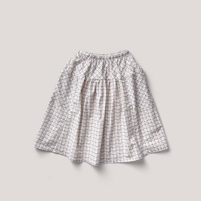 Vada Skirt, Checker Rose Print, Blueberry