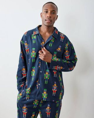 Leopard Nutcrackers - Men's Midweight Flannel Long PJ Set - Navy