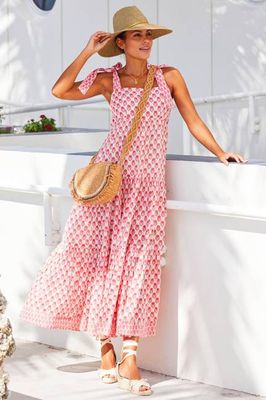 Tabitha Organic Cotton Maxi Dress | Pineapple Coral