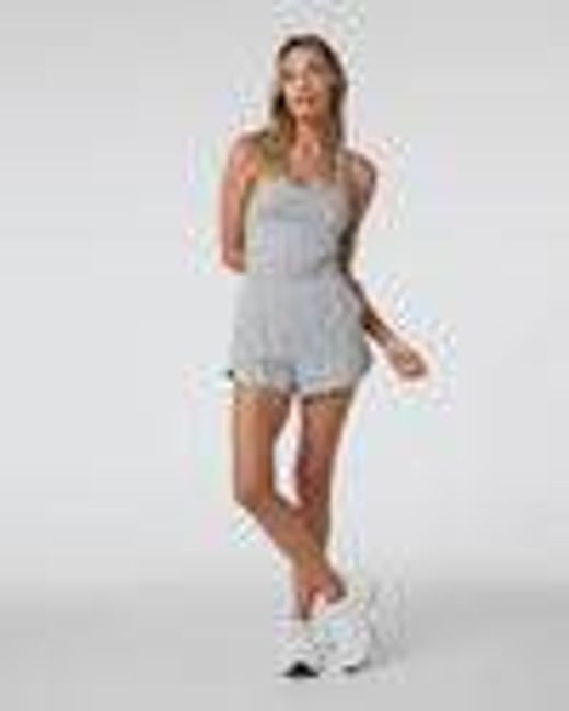 Halo Retro Romper | Pale Grey Sleeveless Romper | Vuori