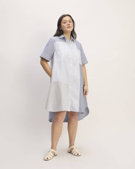 The Everlane x Marques' Almeida Patchwork Daytripper Dress | Blue Stripe Patchwork