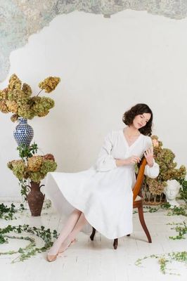 Diane Dress, Long Sleeve, White Magnolia