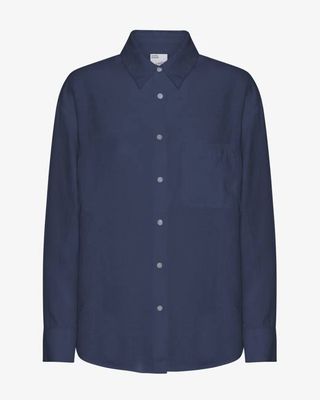 Linen Oversized Shirt - Marine Blue