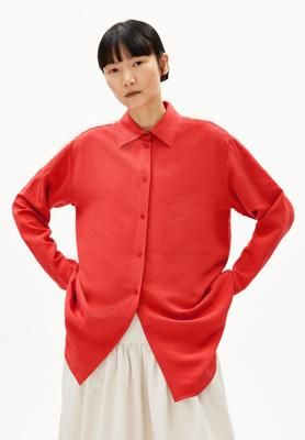 Long sleeve blouses MAALGAA LINO in coral blush by ARMEDANGELS