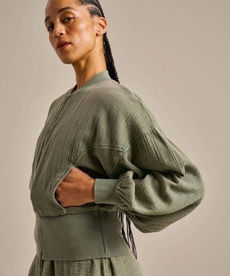 Breathable Cotton Gauze Bomber Jacket