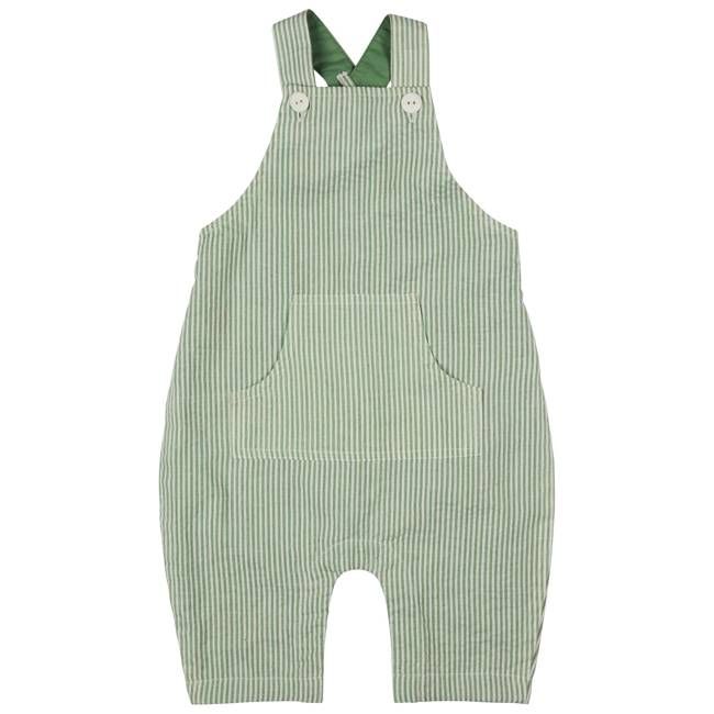 Baby Dungarees (Seersucker Fine Stripe) - Green