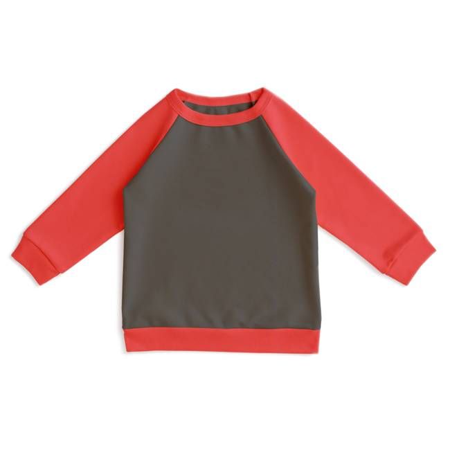 Color Block Sweatshirt - Charcoal & Scarlet Red