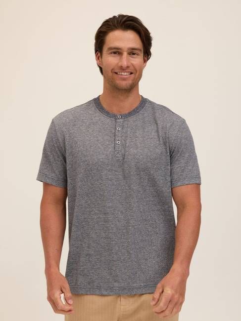 Carlos Light Fleck Jersey 3-Button Henley