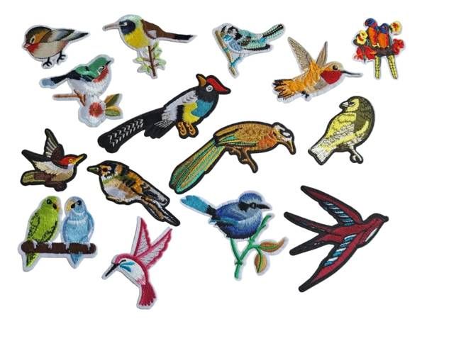 Small Birds Iron On Patch | Embroidered Clothing Repair Patch