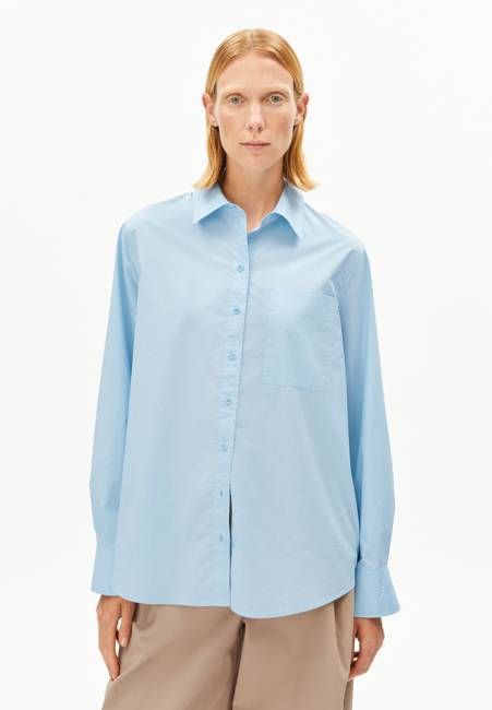 LOOSE POPLIN SHIRT BLOUSE | blue glow