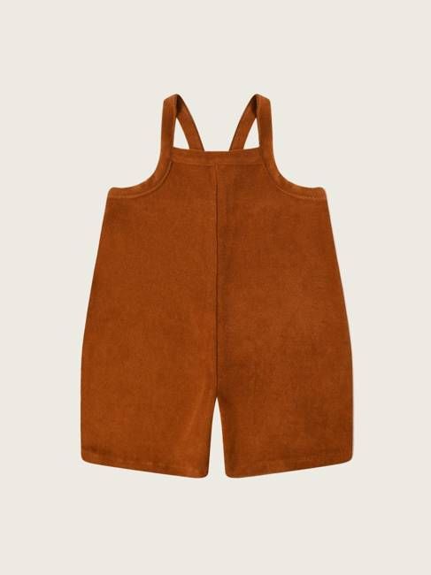 Terracotta Terry Cropped Dungarees