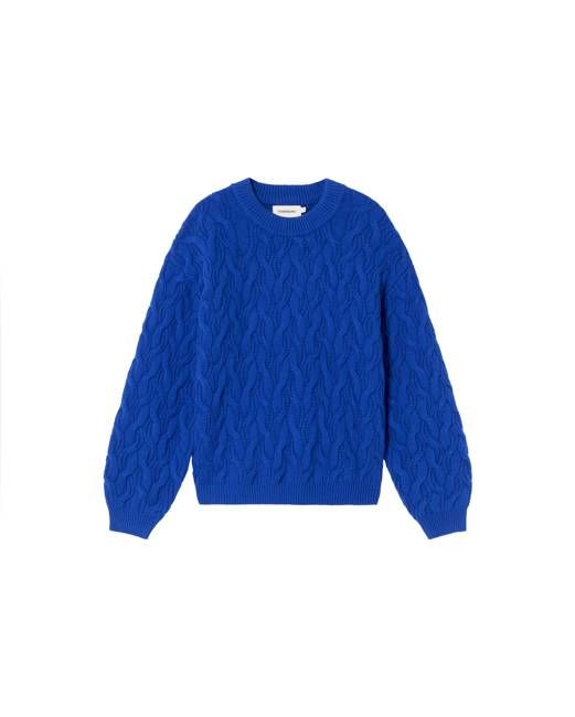 Blue braided wool sweater Carmen