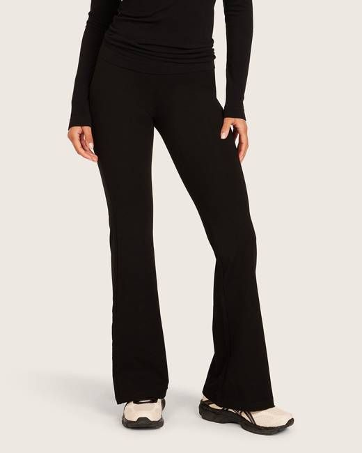 High Waist Flare Pants - Short - Black