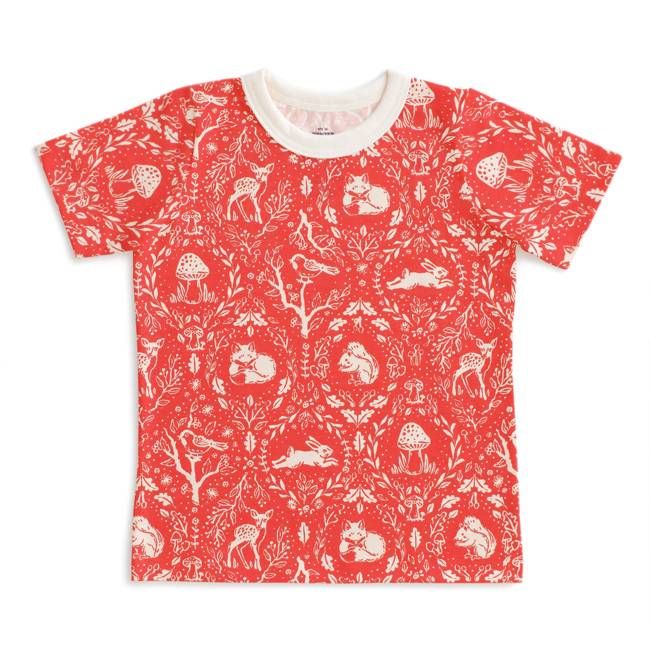 Short Sleeve Tee - Animal Tapestry Red