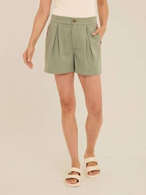 Selene Stretch Twill Pleated Trim Detail Short
