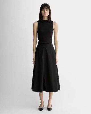 The Midi Skirt in Ultrasoft Cotton | Black