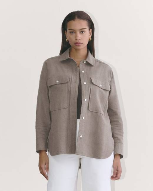The Boyfriend Shirt in Flannel | Taupe Melange