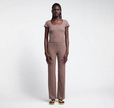 Pointelle Straight Leg Pants