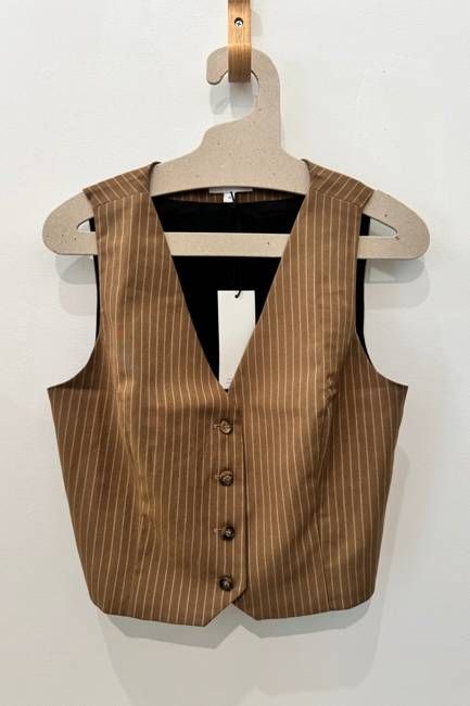Sample Sale Bowie Vest in Tan Stripe