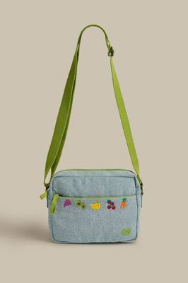 Dara - Denim Crossbody Bag in Veg Embroidery