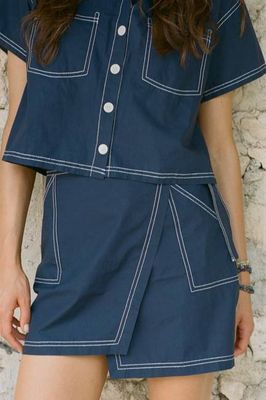 Ashley Wrap Skirt - Midnight Cotton Poplin