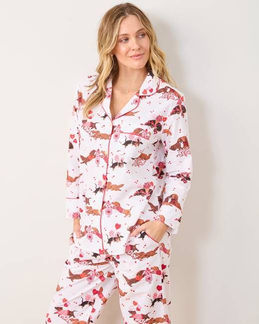 Dachshund Date - Long PJ Set - Cloud