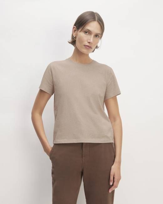 The Box-Cut Tee in Essential Cotton | Burnt Sugar | No Pocket