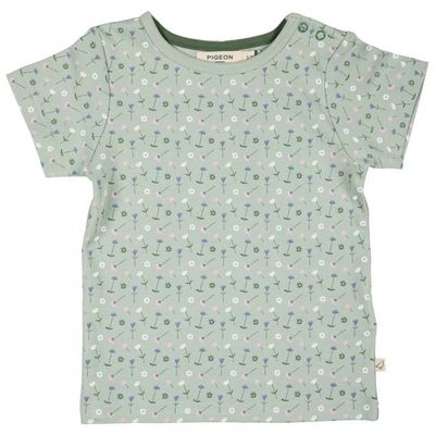 Short Sleeve T-Shirt - Flowers, Green