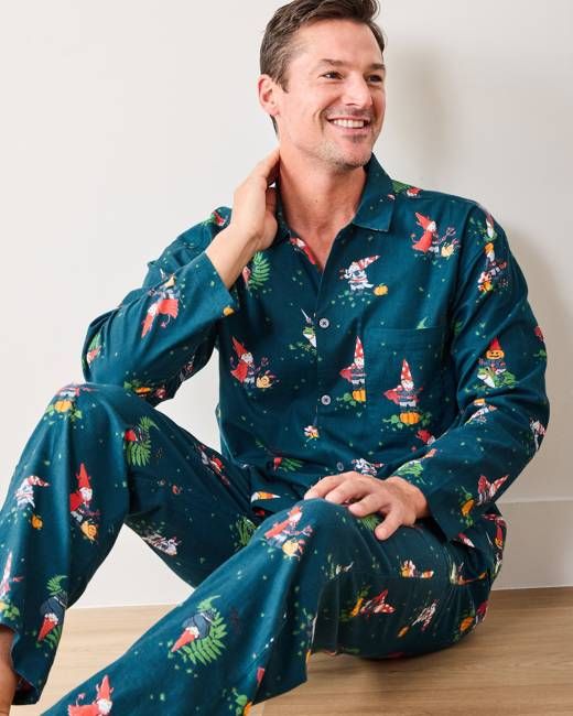 Mischief Night - Men's Lightweight Flannel Long PJ Set - Nightfall Blue
