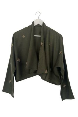 NEW! Long Sleeved Wool Waterfall Bolero Buti Olive