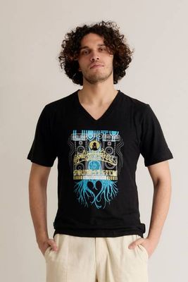 ROOTS ROCKERS - Hemp V-Nack Tee by LIVITY Black