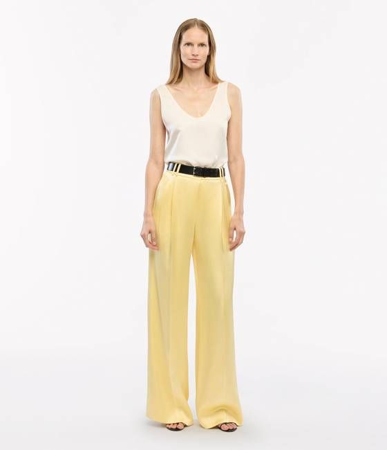 Satin Pleated Trouser | Daffodil